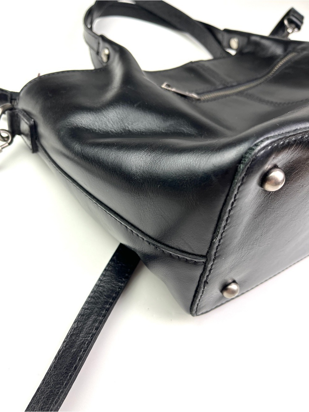New Patricia Nash Argenta Black Leather Satchel Crossbody Strap - Picture 5 of 9